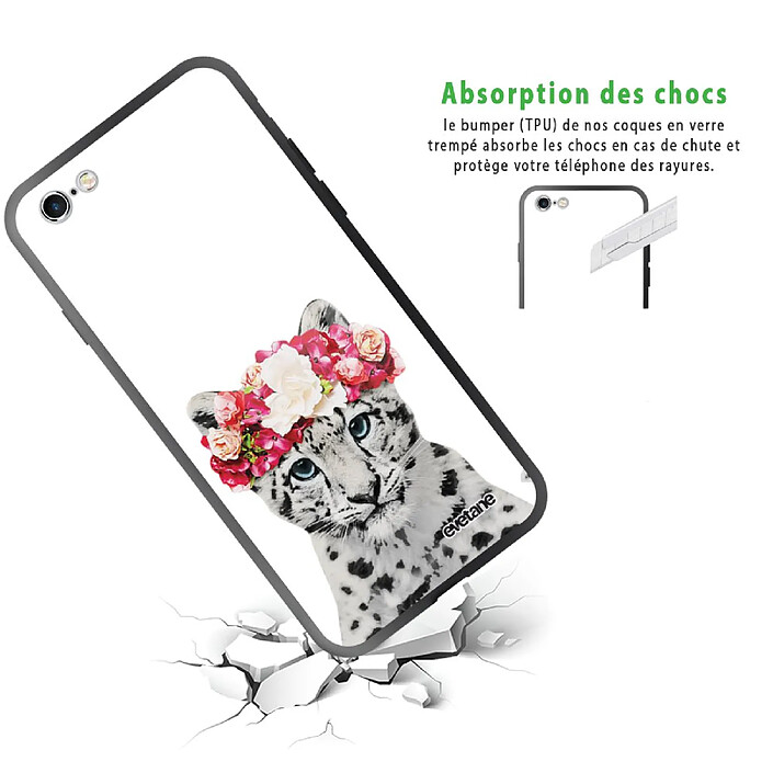 Avis Evetane Coque en verre trempé iPhone 6 Plus / 6S Plus Leopard Couronne .