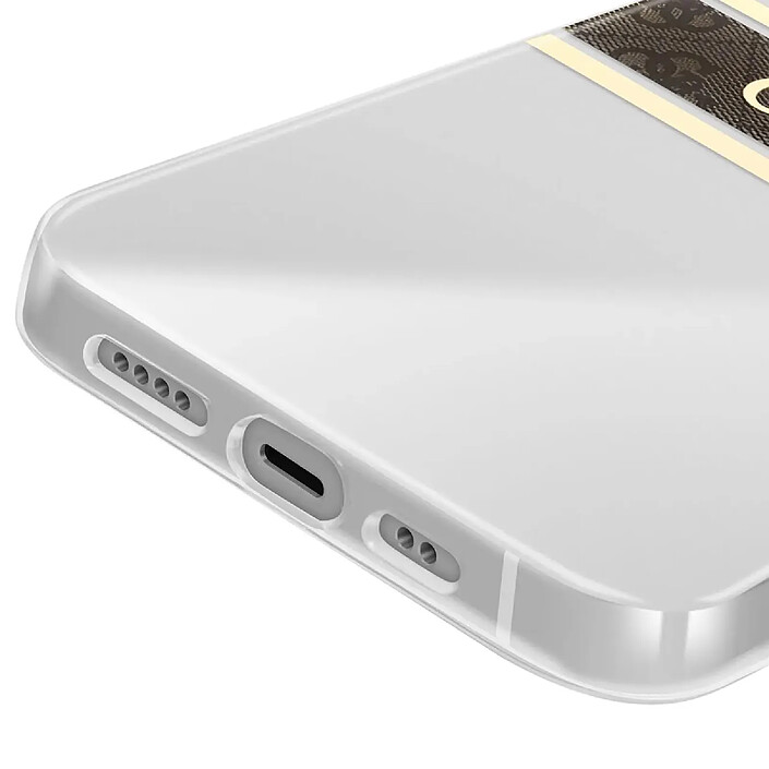 Guess Coque pour Apple iPhone 13 Mini Stripe Charm avec breloque Marron pas cher