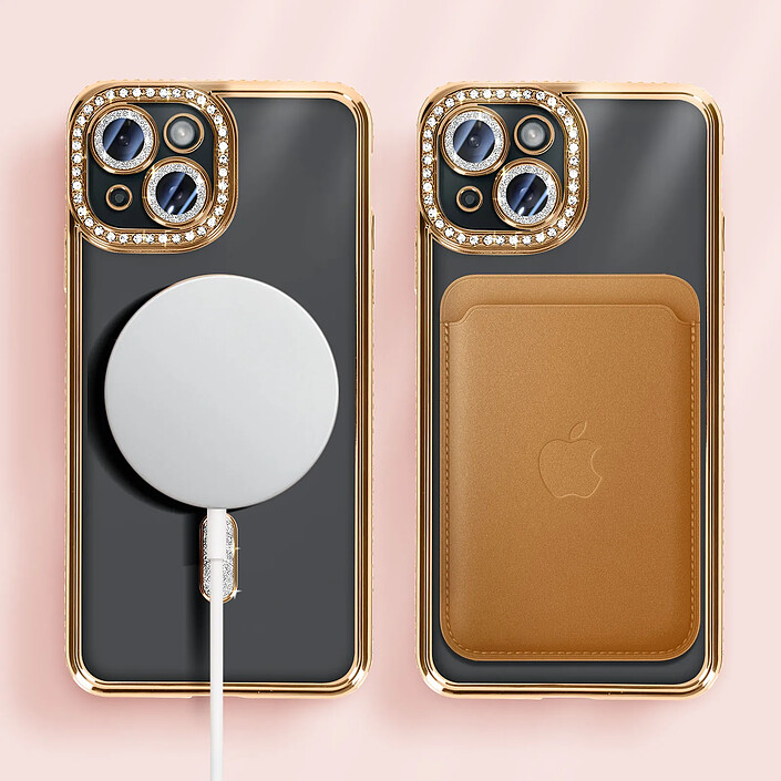 Avizar Coque Diamant pour iPhone 15 Protection MagSafe Contour Strass pas cher