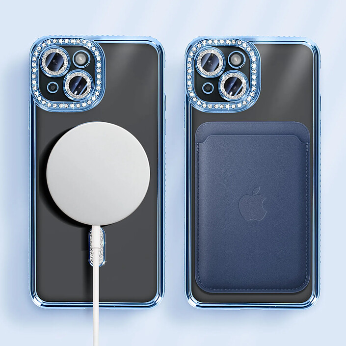 Avizar Coque Diamant pour iPhone 15 Protection MagSafe Contour Strass pas cher