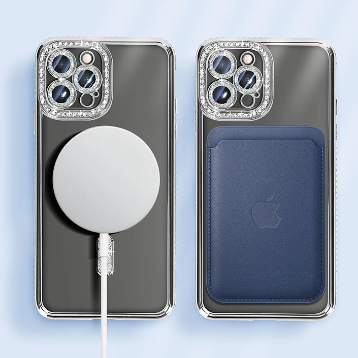Avizar Coque Diamant pour iPhone 13 Pro Max Protection MagSafe Contour Strass pas cher
