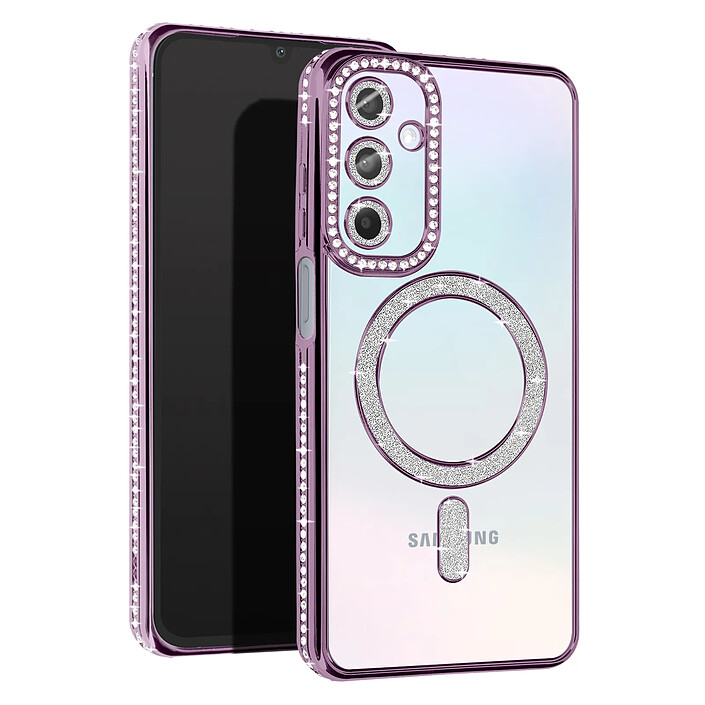 Avizar Coque Diamant pour Samsung Galaxy A15 MagSafe Contour Strass