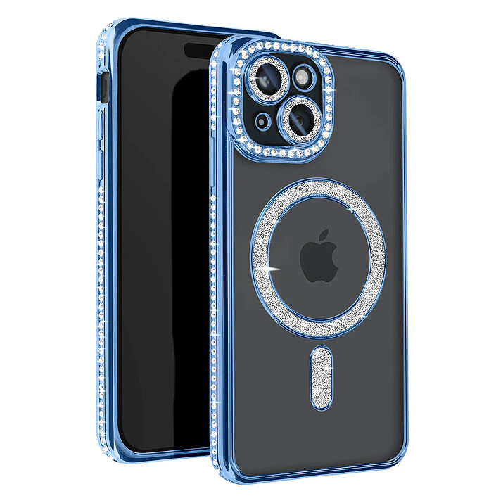Avizar Coque Diamant pour iPhone 15 Protection MagSafe Contour Strass