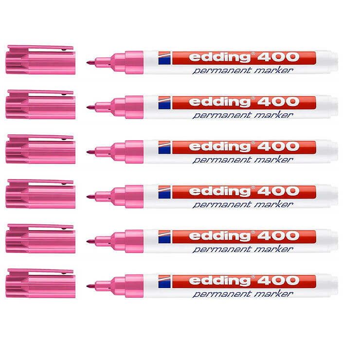 EDDING Marqueur Permanent 400 Rose Pointe Fine 1 mm x 6