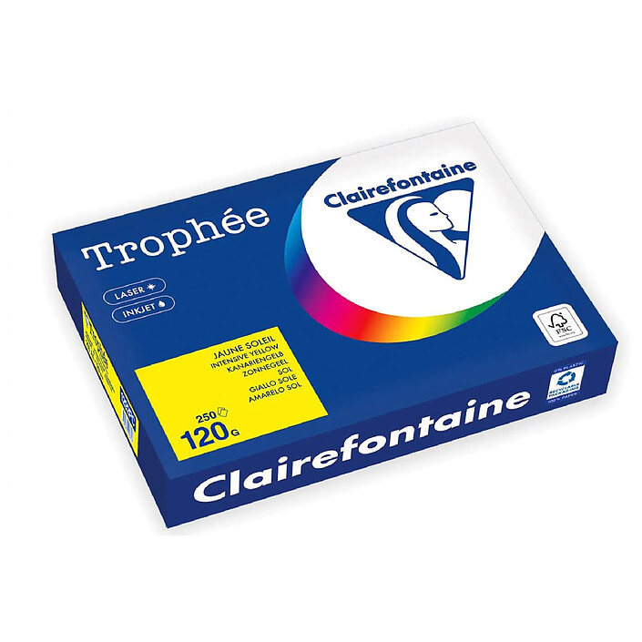 CLAIREFONTAINE Ramette Papier FSC A4 120g 250 Feuilles jaune soleil