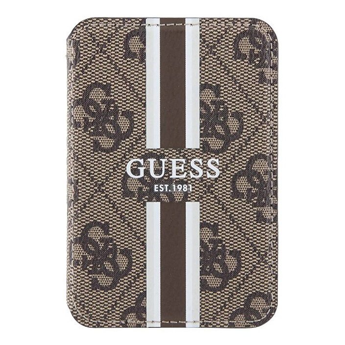 Guess Porte-cartes avec Fixation Magnétique Stripes Magsafe Marron