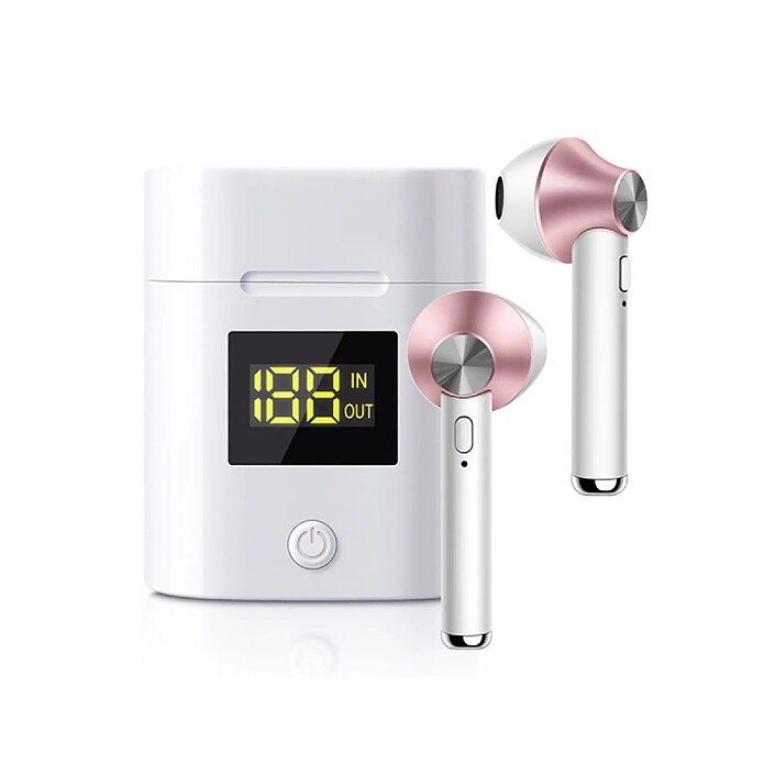 Avizar Écouteurs Sans Fil Bluetooth 5.0 TWS Modèle JeezPro avec Affichage LED Rose