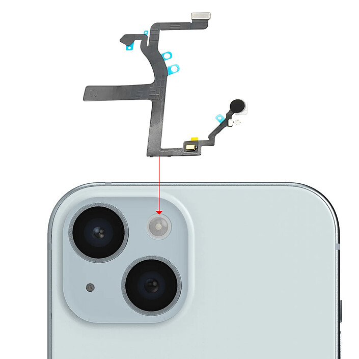 Avis Clappio Nappe Flash pour iPhone 15 Pièce de remplacement