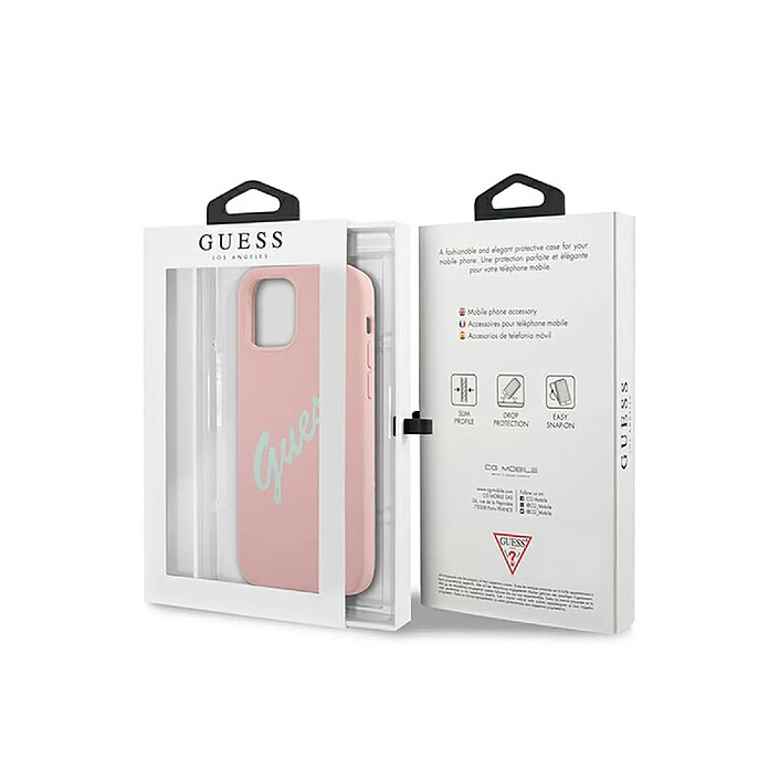 Avis Guess Coque pour Apple iPhone 12 / 12 Pro Collection Silicone Vintage en TPU Rose
