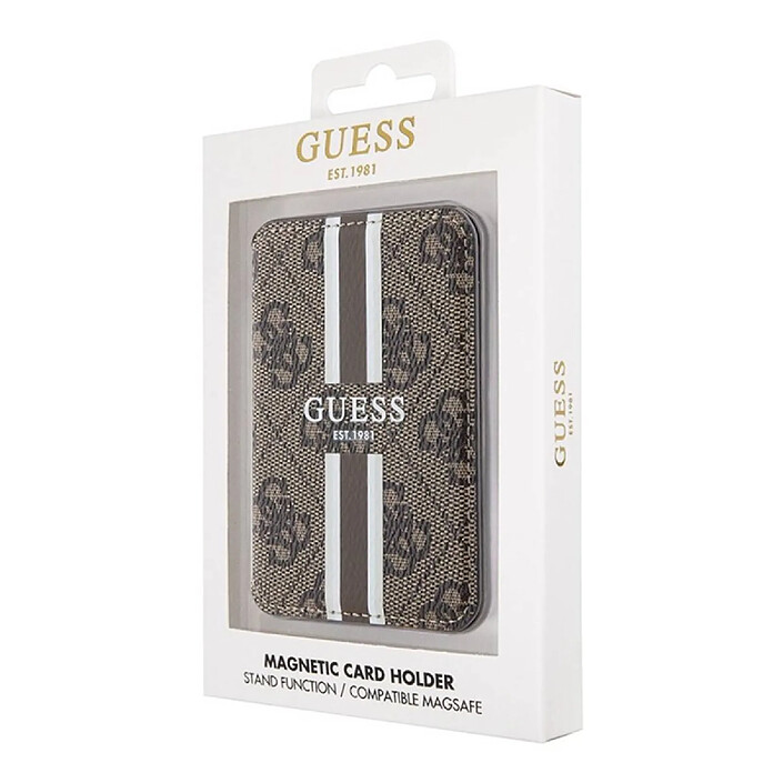 Guess Porte-cartes avec Fixation Magnétique Stripes Magsafe Marron pas cher