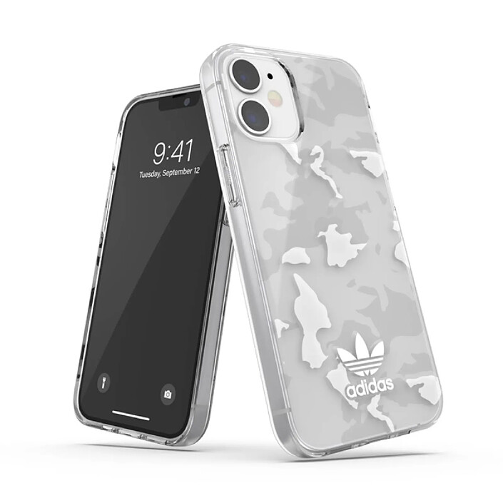 Avis Adidas Coque de Protection pour iPhone 12 Mini Originals Camo Trefoil Blanc