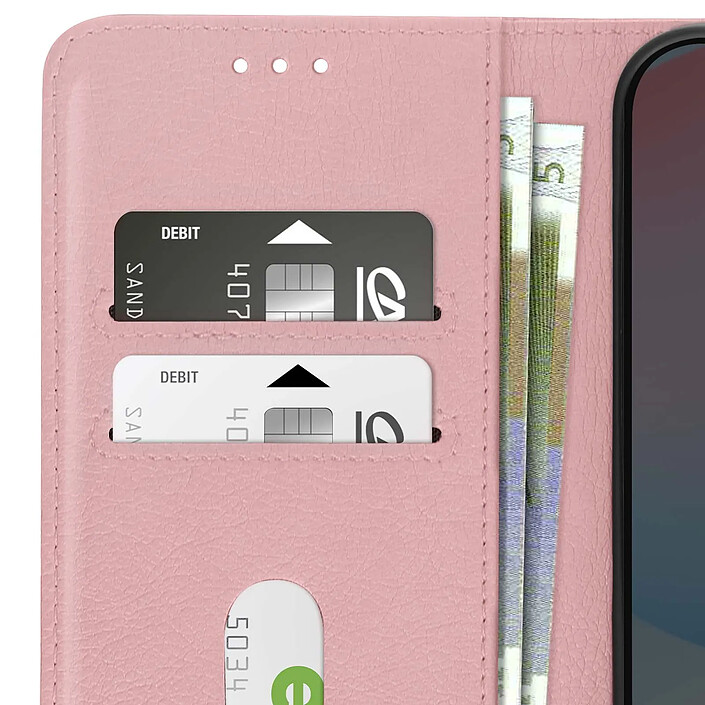 Avizar Étui pour Samsung Galaxy S24 FE Clapet Portefeuille et Support Vidéo Rose champagne pas cher