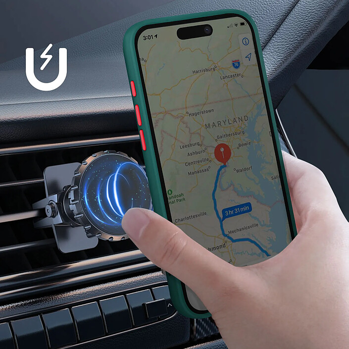 Avis Avizar Coque pour iPhone 16 Antichoc avec Anneau Magnétique Rotatif Finition Givrée