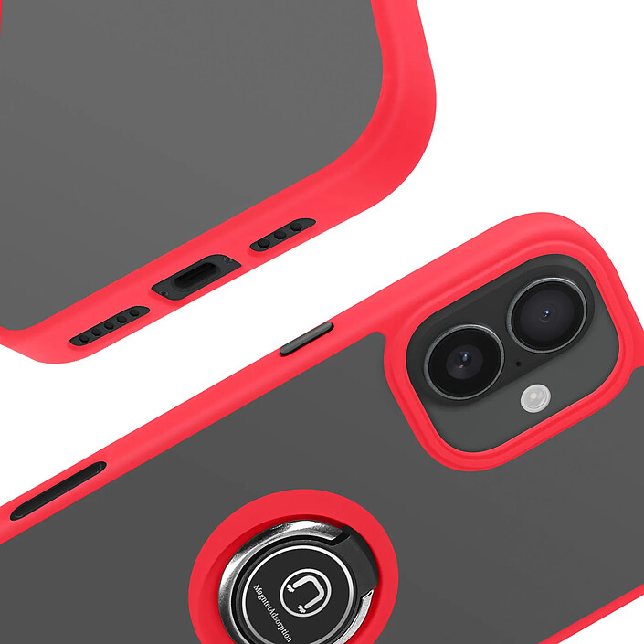 Avizar Coque pour iPhone 16 Antichoc avec Anneau Magnétique Rotatif Finition Givrée pas cher