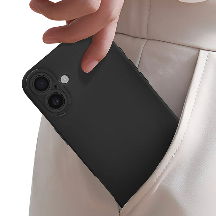 Avizar Coque pour iPhone 16 Plus Silicone Souple Design Fin Léger Noir pas cher