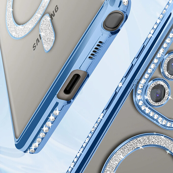Acheter Avizar Coque Diamant pour Samsung Galaxy S24 Ultra MagSafe Contour Strass Bleu clair