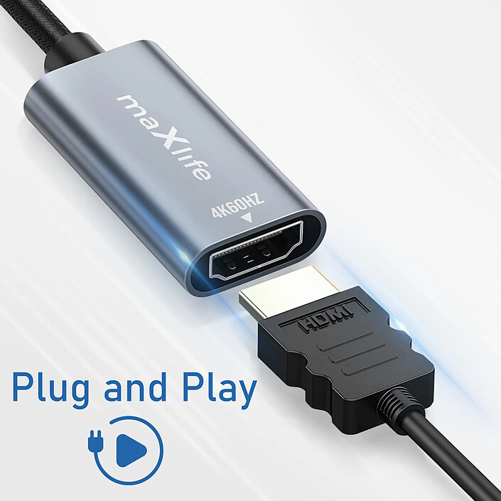 Acheter Maxlife Adaptateur Vidéo USB-C vers HDMI Résolution 4K Design Compact Gris