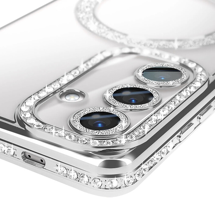 Avis Avizar Coque Diamant pour Samsung Galaxy S24 Plus MagSafe Contour Strass Argent