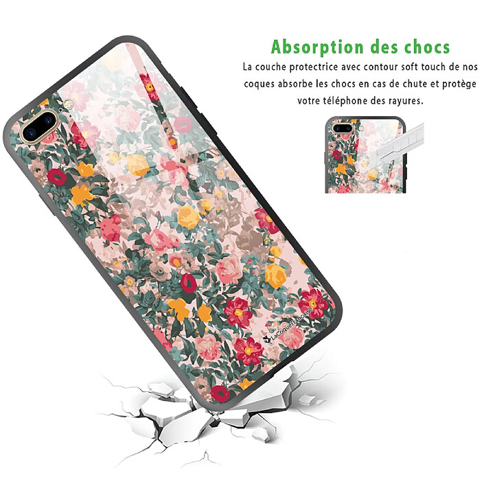 Avis LaCoqueFrançaise Coque iPhone 7 Plus/ 8 Plus Coque Soft Touch Glossy Fleurs Beige et Rose Design
