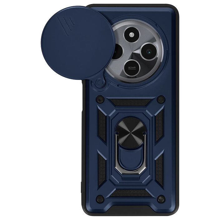 Mayaxess Coque pour Xiaomi Redmi 14C Bague Support Cache Caméra Coulissant Bleu nuit