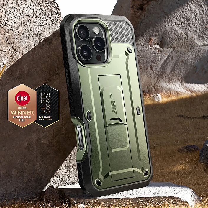 Avis Supcase Coque Intégrale pour iPhone 16 Pro Antichoc Béquille Support Vert