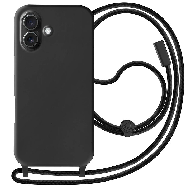 Avizar Coque Cordon Semi Rigide Soft touch pour iPhone 16 Pro Max Noir