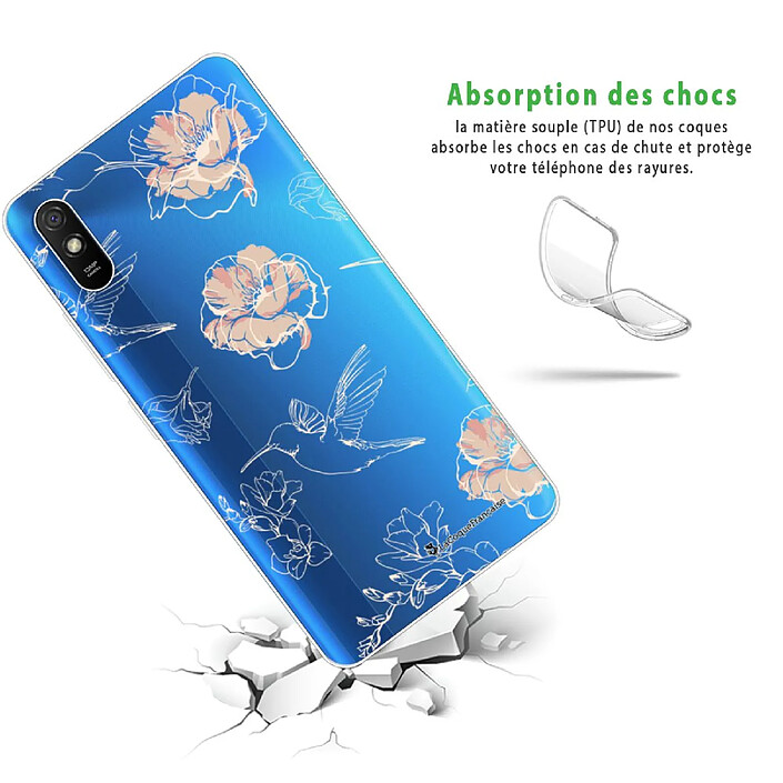 Avis LaCoqueFrançaise Coque Xiaomi Redmi 9A 360 intégrale transparente Motif Fleurs Blanches Tendance .