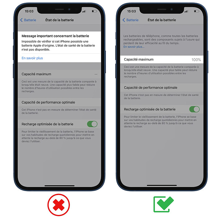 Avis Clappio Batterie Sans BMS pour iPhone 12 et pour iPhone 12 Pro Capacité 2815mAh