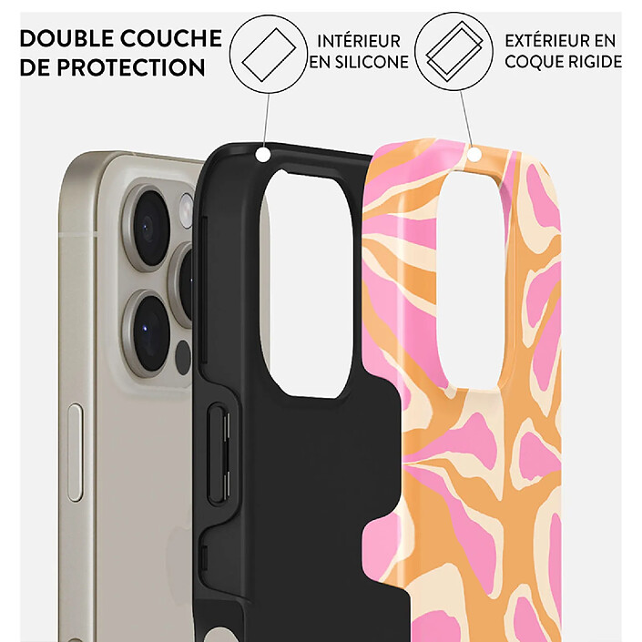 Avis Burga Coque pour iPhone 16 Pro Max MagSafe Tough Antichocs Modèle Aloha Rose