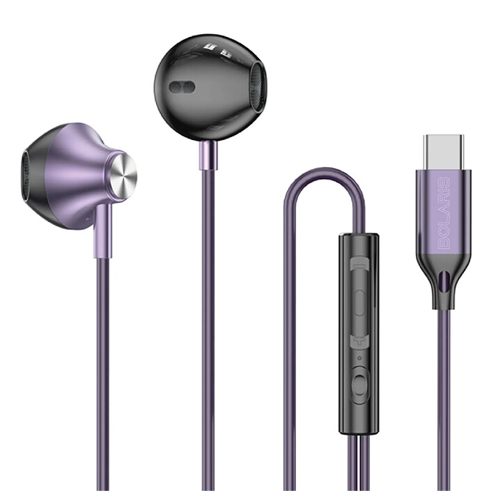 Avizar Écouteurs Semi Intra-Auriculaires USB-C avec Télécommande Modèle Jupiter Violet