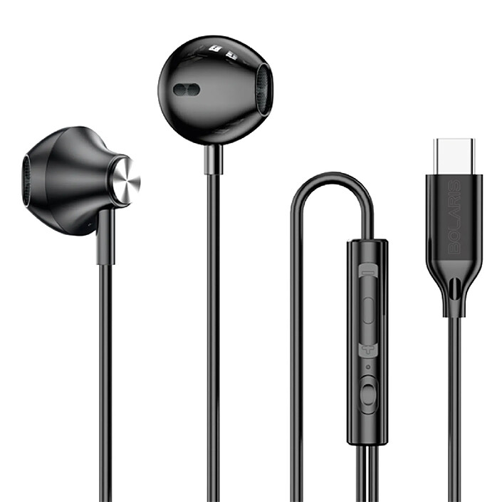 Avizar Écouteurs Semi Intra-Auriculaires USB-C avec Télécommande Modèle Jupiter Noir