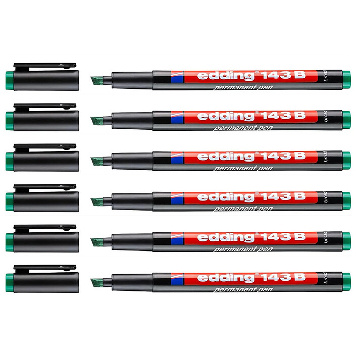 EDDING Feutre Permanent 143B Vert Pointe Biseau 1-3 mm x 6