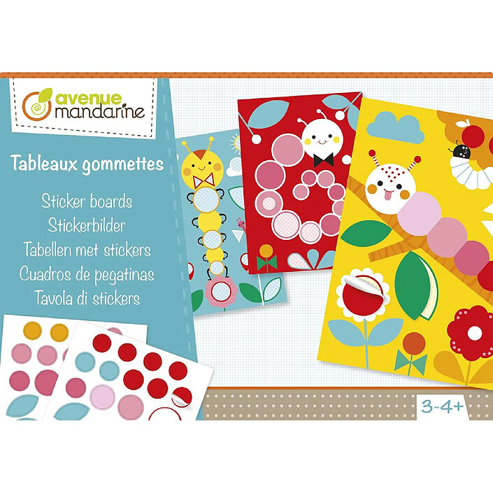AVENUE MANDARINE Boîte créa, Tableaux gommettes Chenilles