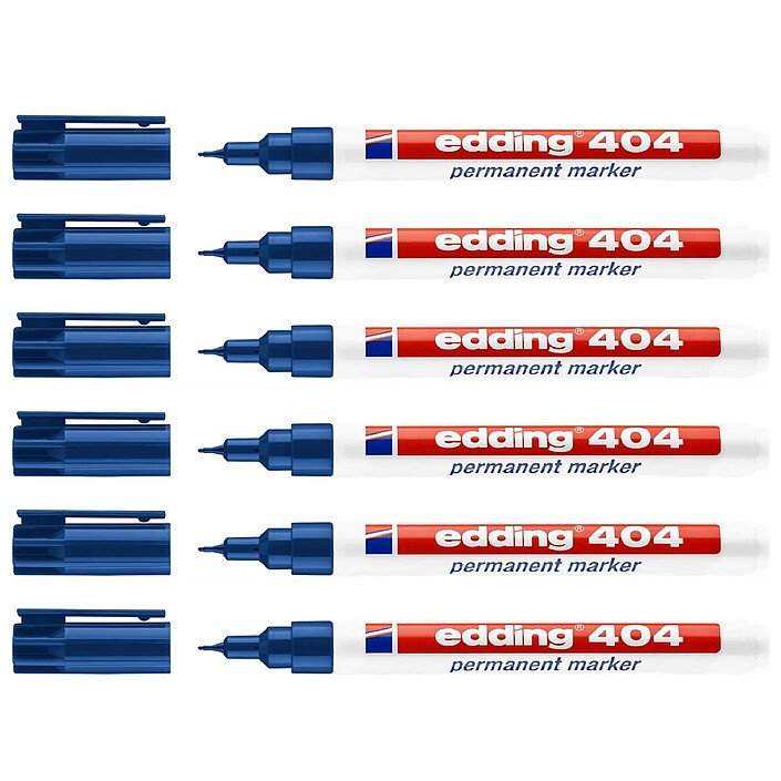 EDDING Marqueur Permanent 404 Bleu Pointe Extra Fine 0,75 mm x 6