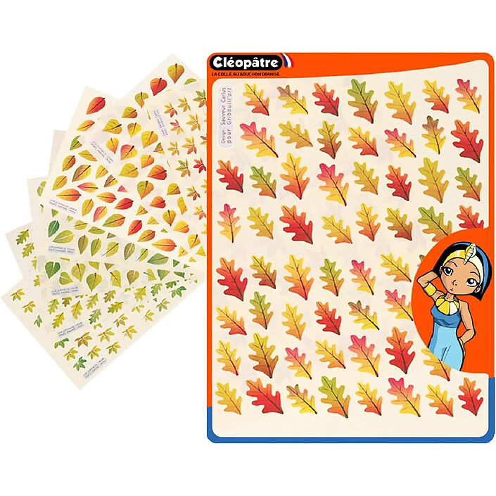 CLÉOPÂTRE Gommettes Autocollantes feuilles d'arbres – 2 couleurs – 8 feuilles (476 stickers)