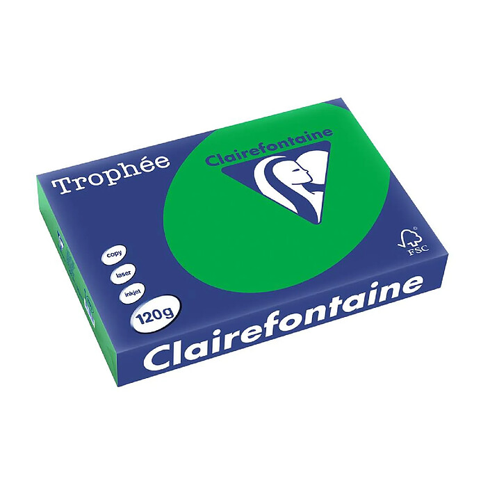 CLAIREFONTAINE Ramette 250 Feuilles Papier 120g A4 210x297 mm Certifié FSC vert billard
