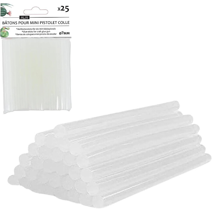 CLÉOPÂTRE Pack de 25 Bâtons de Colle chaude 7mm Transparent pour Pistolet à Colle Glue Gun