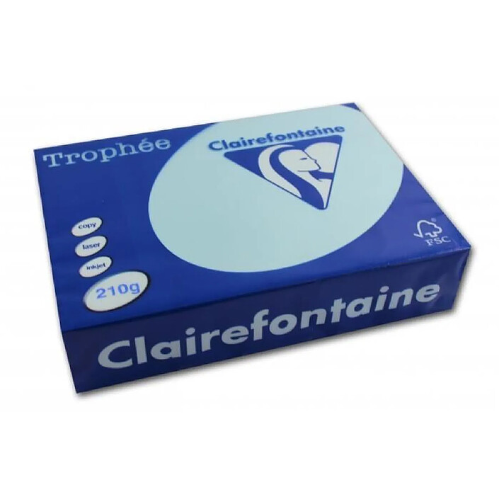 CLAIREFONTAINE Ramette 250 Feuilles Papier 210g A4 210x297 mm Certifié FSC Bleu alizé