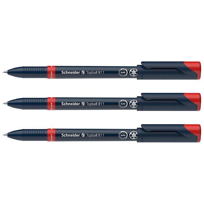 SCHNEIDER Roller à encre Topball 811 05 rouge x 3