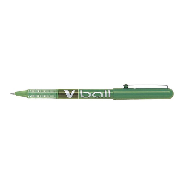 PILOT Stylo roller V Ball VB5 Encre liquide Pointe métal Fine Vert x 12