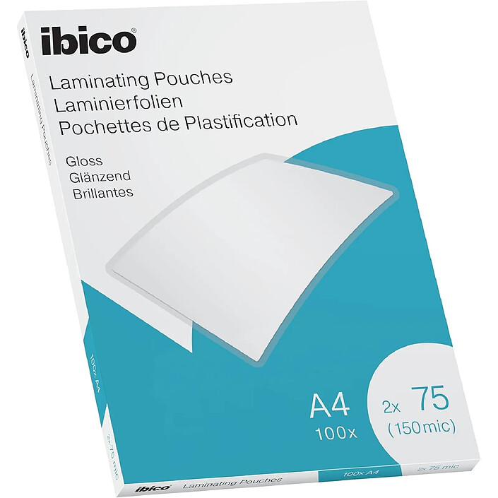 IBICO Pack 100 Pochettes Plastification A4 75m Brillantes