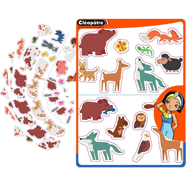 CLÉOPÂTRE 480 Gommettes animaux ferme/forêt/montagne repositionnables et détourées.