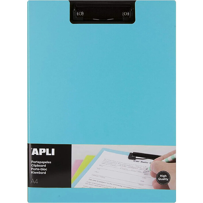 APLI Porte Bloc en Polypropylène et Mousse Bleu Ciel A4