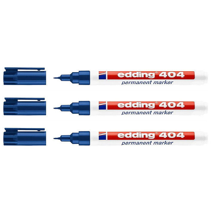 EDDING Marqueur Permanent 404 Bleu Pointe Extra Fine 0,75 mm x 3