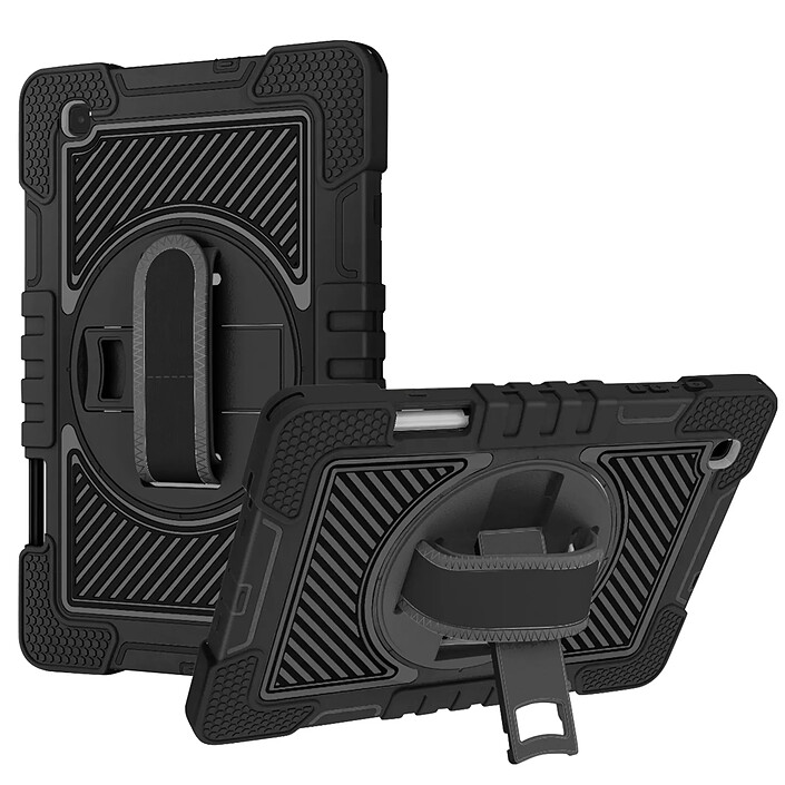 Avizar Coque pour Samsung Tab S6 Lite Antichoc Poignée + Béquille Bandoulière Noir