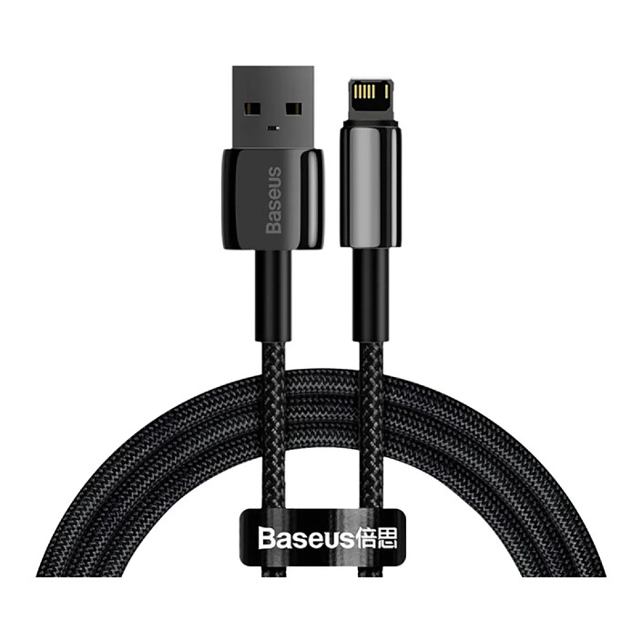 Baseus Câble de Charge et Transfert USB-Lightning Tungsten Gold 2,4A 1m Noir