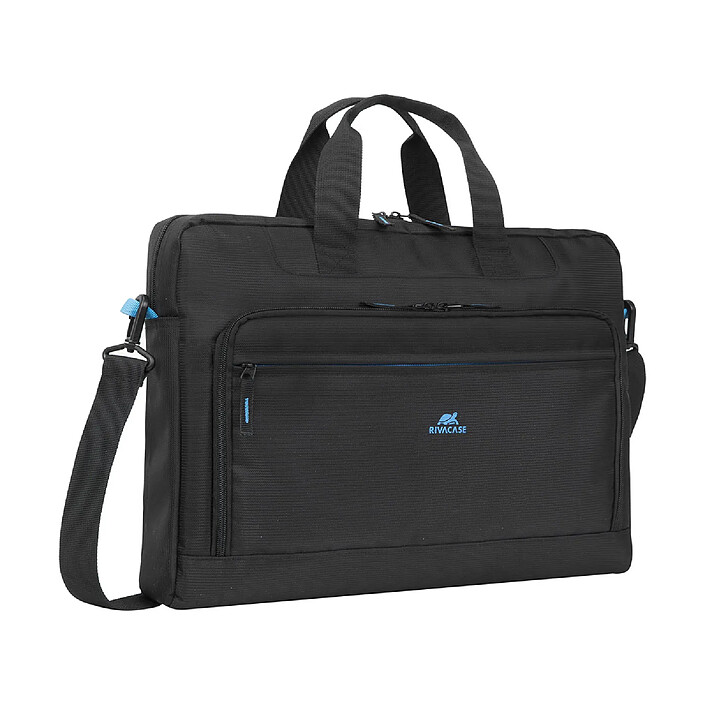 Rivacase Sacoche pour Ordinateur Portable 17,3" 2 Compartiments avec Sangle Amovible Noir