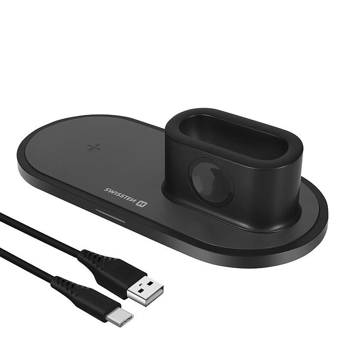 Swissten Chargeur à Induction 3-en-1 pour iPhone / Apple Watch / AirPods Swissten Noir Noir