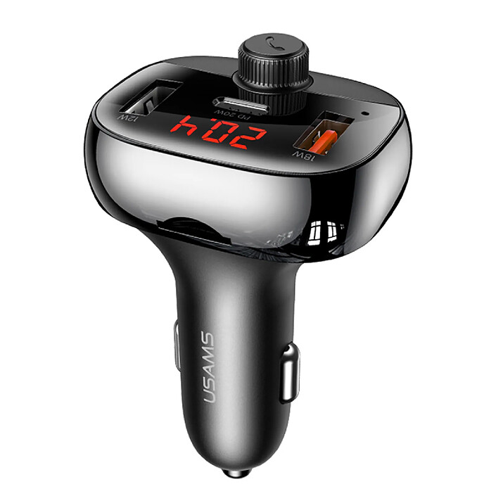 Avizar Chargeur voiture 50W Transmetteur FM Double Port USB-A et Port USB-C Noir