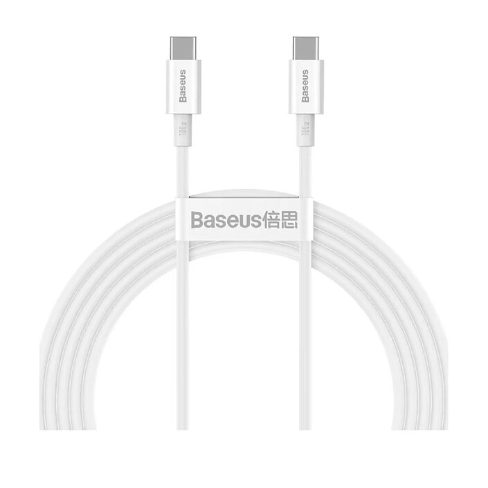 Baseus Câble de Charge et Transfert USB-C-USB-C 100W 2m Blanc